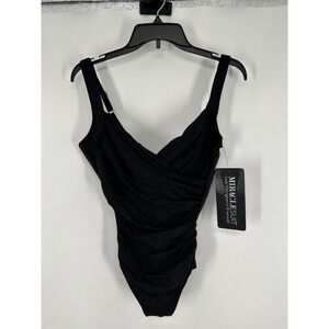 Miraclesuit Sanibel Swimsuit Women's Size 16 Black Sleeveless Stretch 6516663MV